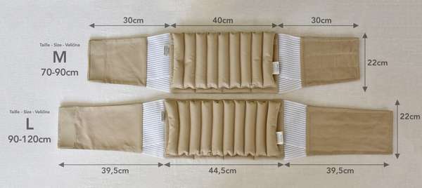 Wool quilted organic cotton back belt and heat pack.