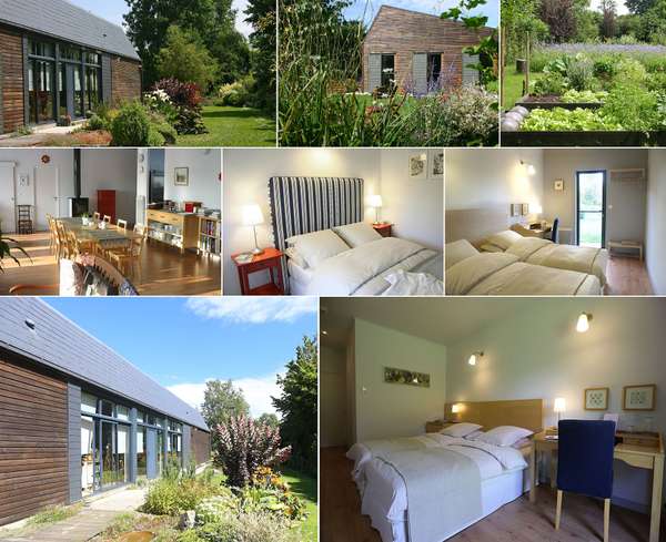 Rooms offer three comfortable atmospheres opening onto the ornamental garden alongside the kitchen garden.