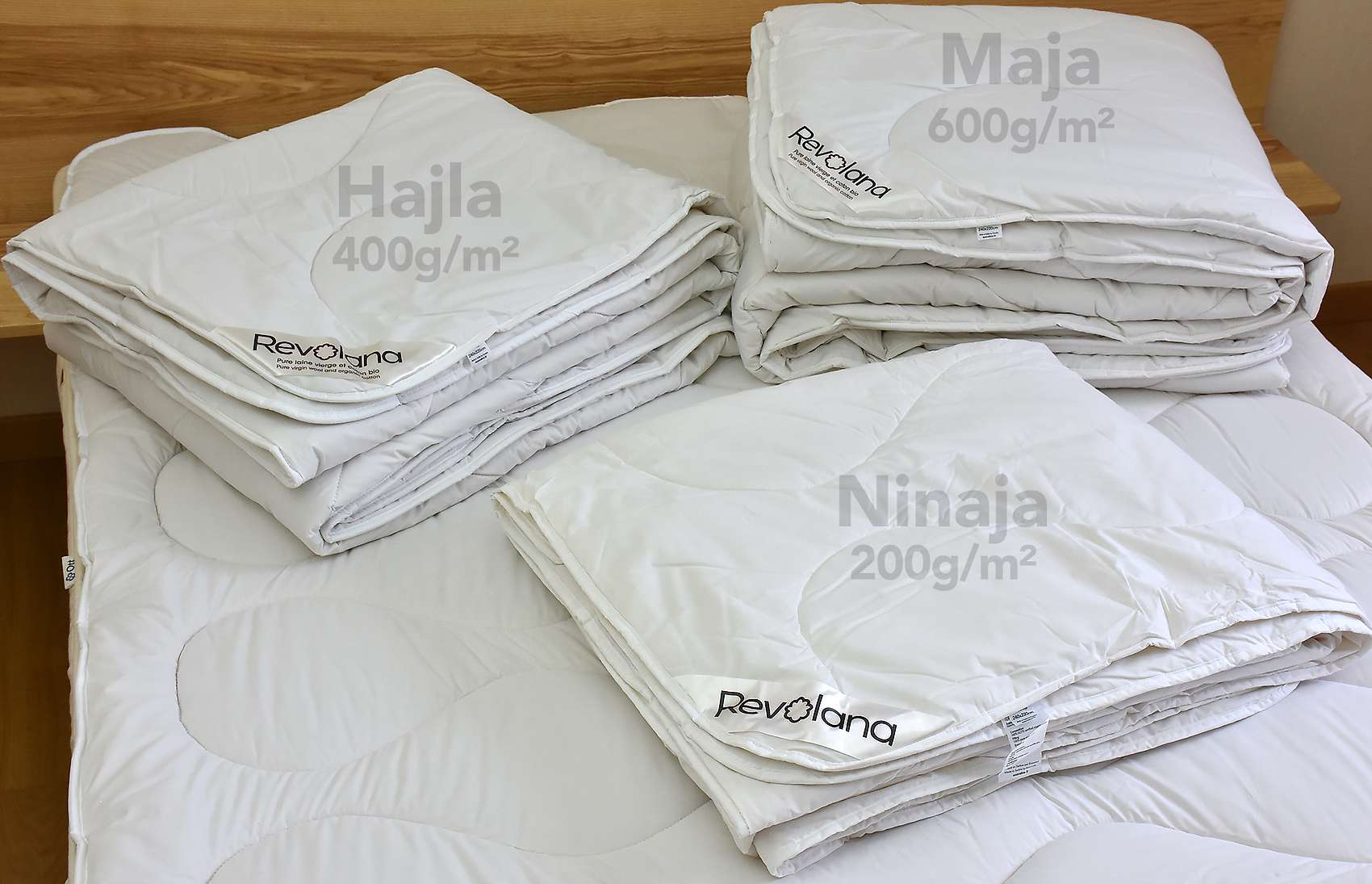 Pure virgin wool duvets with 100 organic cotton percale envelop Revolana